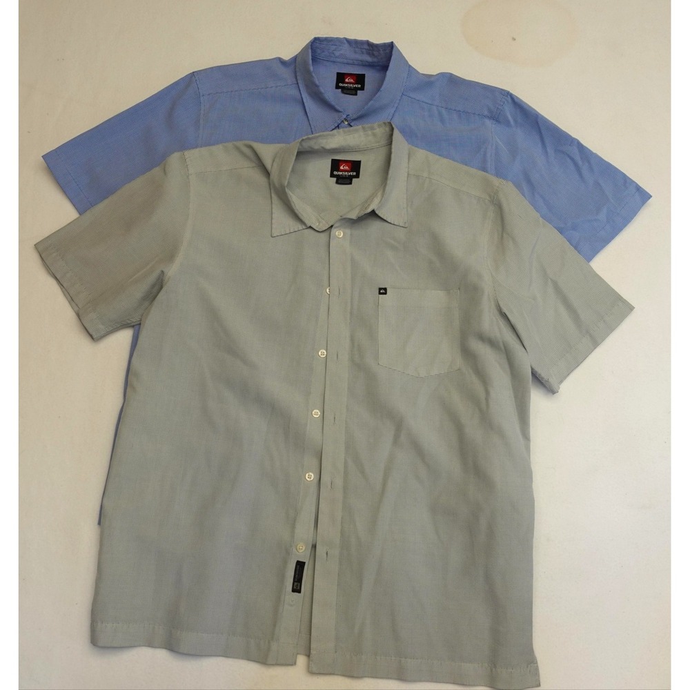 Quiksilver Shirt Mens L Multicolor Check Short Sleeve Button Up Pockets Lot 2